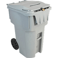 A light gray mobile document shredding bin with a secure paper slot and a locked lid for data protection.
