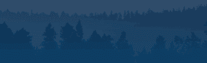 A panoramic view of a dense pine forest landscape with a dark navy blue monochromatic overlay.